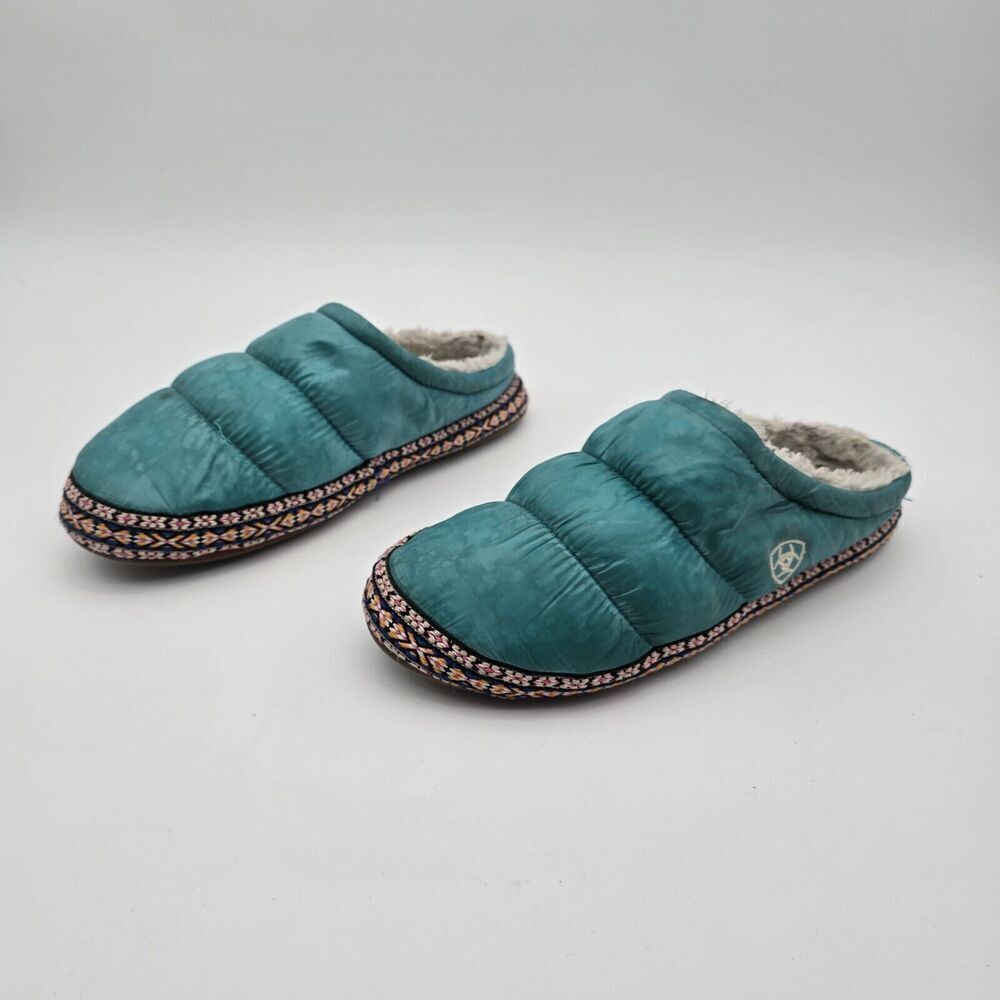 Ariat Slippers Womens XL 9.5 10 Blue Puffer Crius Insulated Synthetic Quilted - Picture 2 of 10